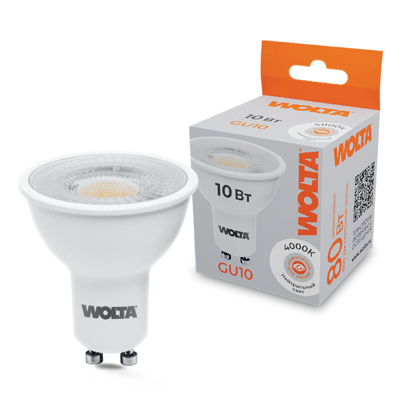 Картинка Светодиодная лампа WOLTA WSTD-PAR16-220V10W4KGU10-L PAR16 с линзой 10Вт 800лм 4000К GU10