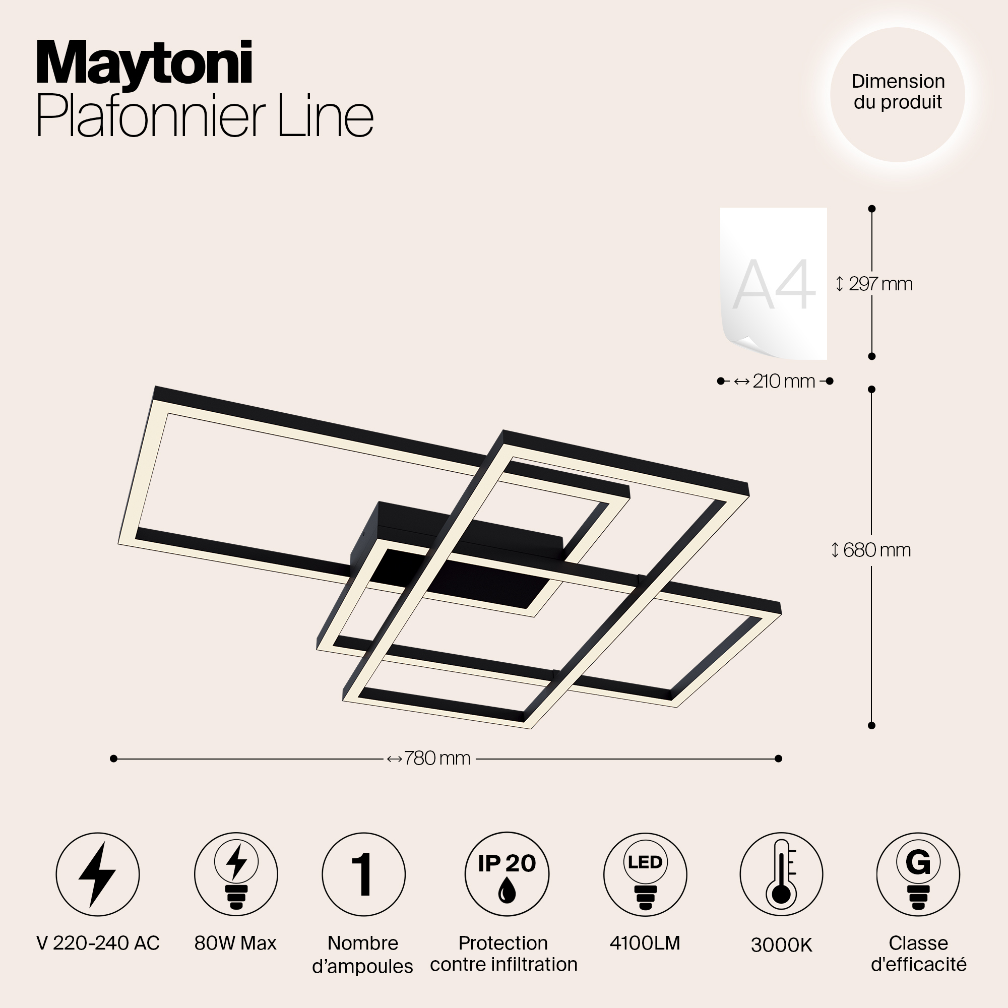 Дополнительная картинка Потолочный светодиодный светильник Maytoni Line MOD015CL-L80B