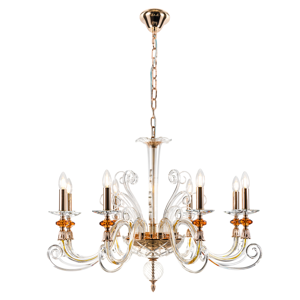 Картинка CRYSTAL LUX Люстра CATARINA SP8 V2 GOLD/TRANSPARENT-COGNAC