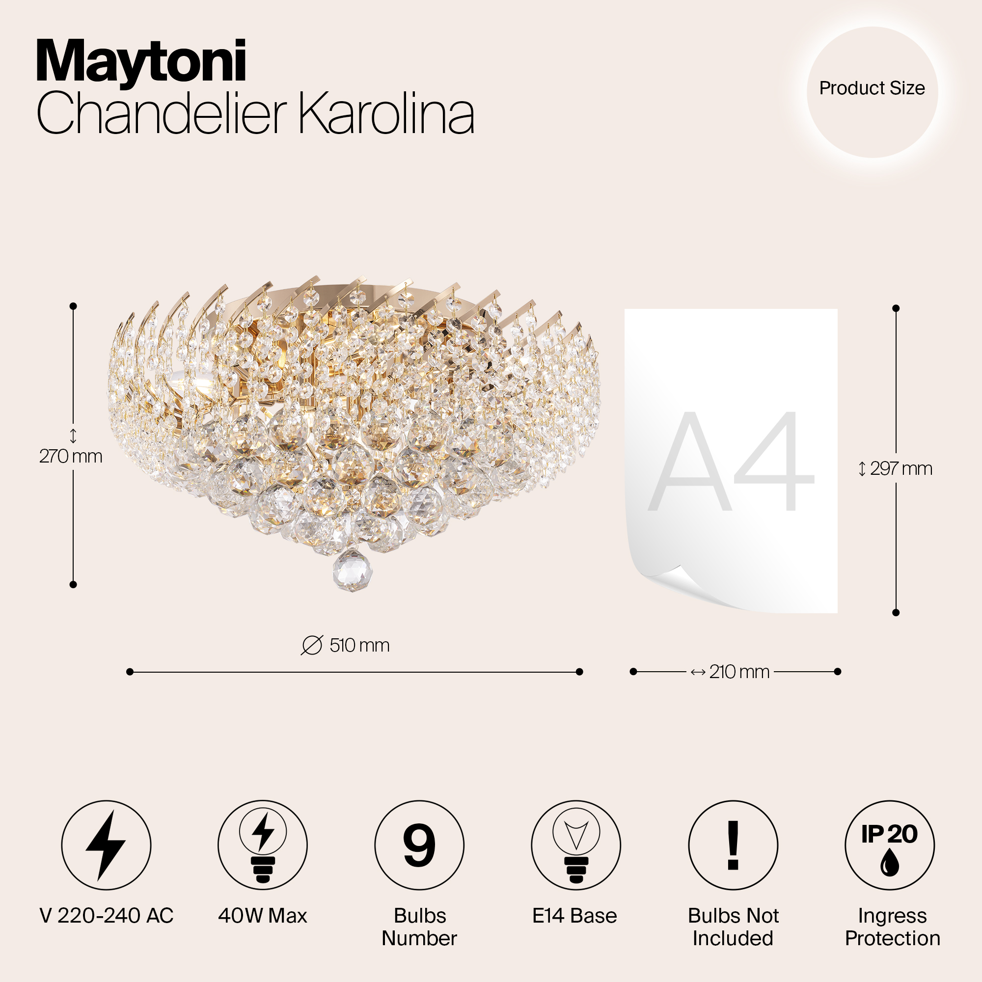 Дополнительная картинка Потолочная люстра Maytoni Karolina DIA120-09-G