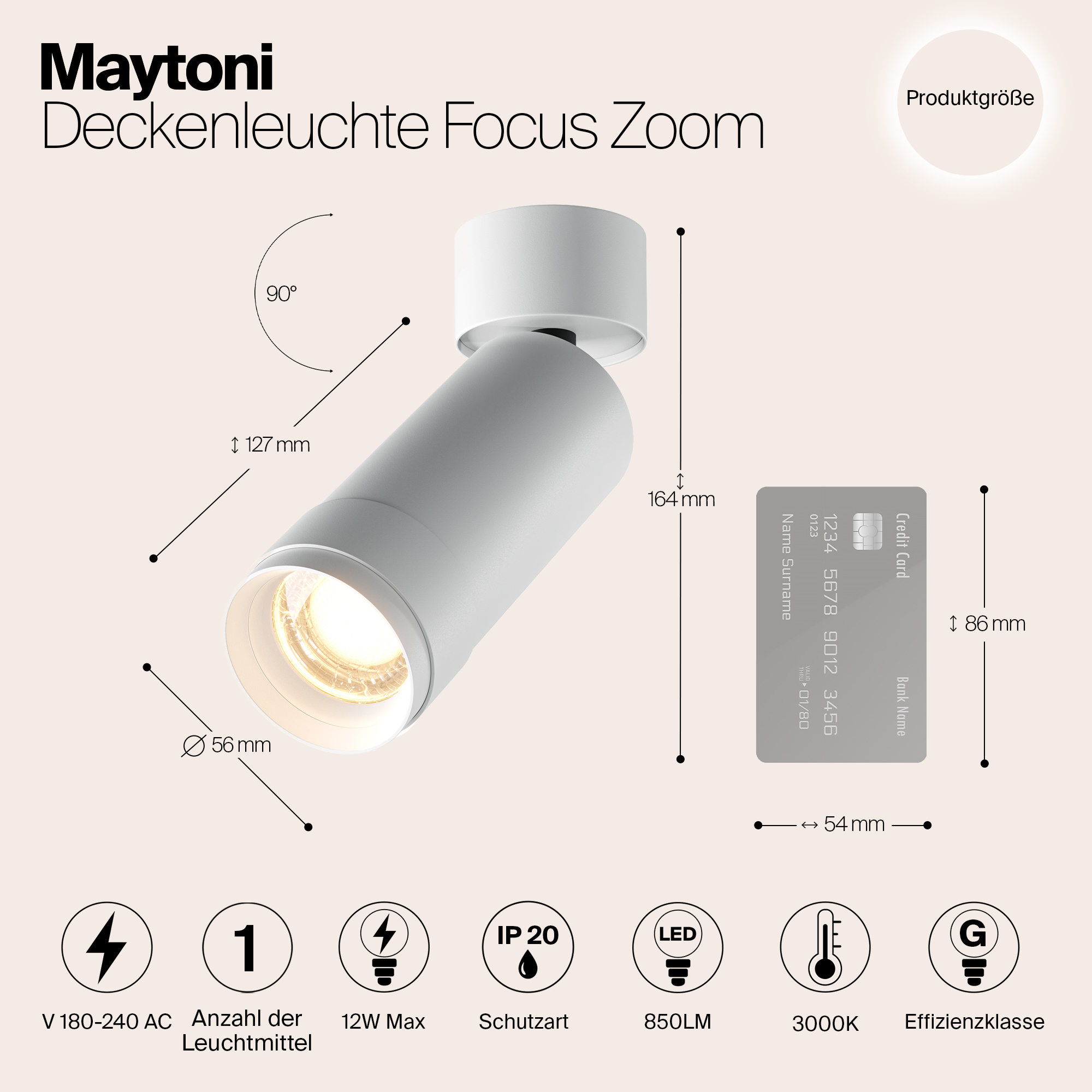 Дополнительная картинка Потолочный светильник Technical C055CL-L12W3K-Z-W