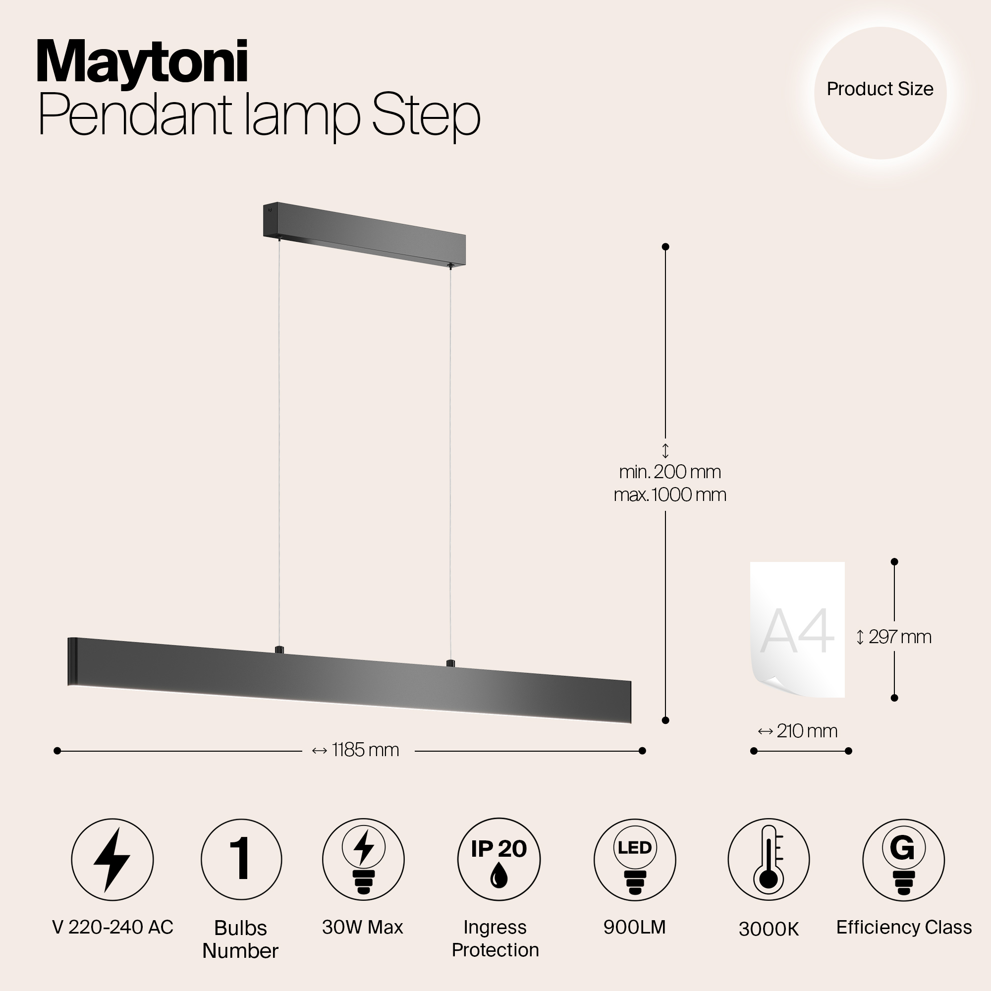 Дополнительная картинка Подвесной светодиодный светильник Maytoni Step P010PL-L30B