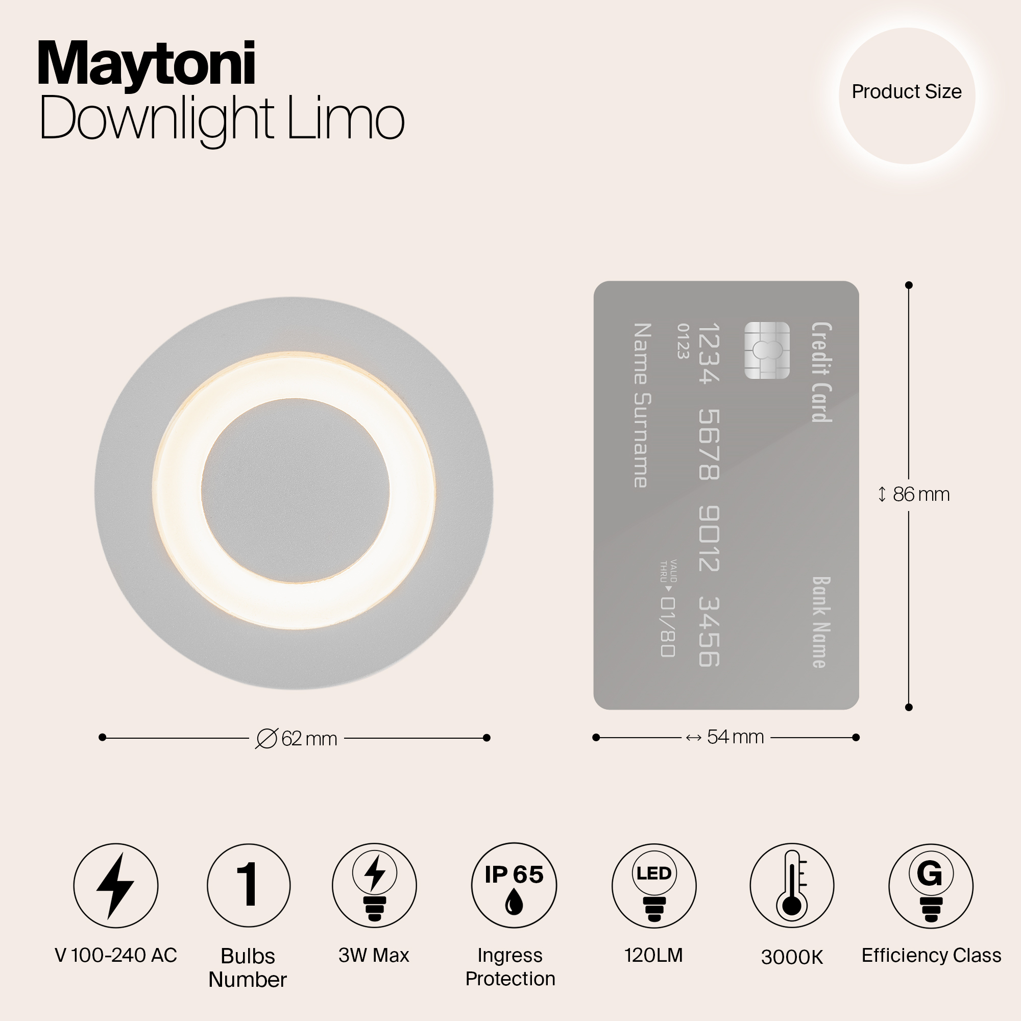 Дополнительная картинка Встраиваемый светильник Maytoni O037-L3W3K