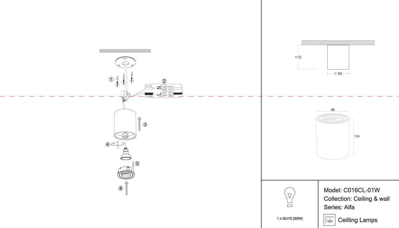 Дополнительная картинка Потолочный светильник Maytoni Alfa C016CL-01W