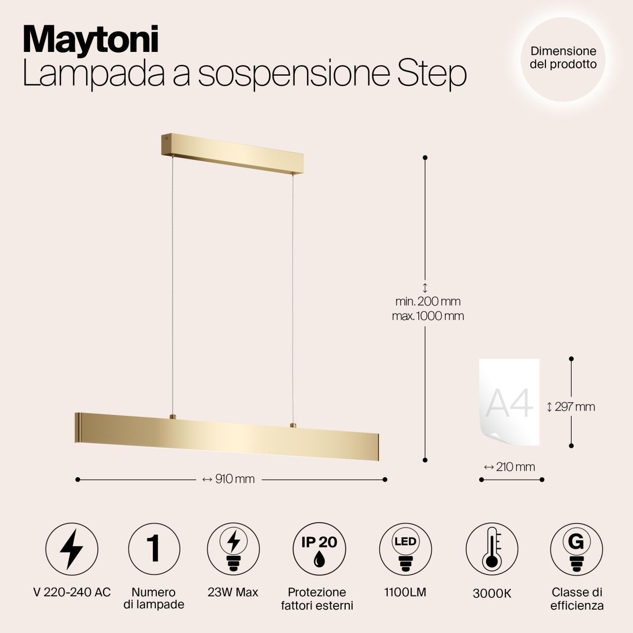 Дополнительная картинка Подвесной светодиодный светильник Maytoni Step P010PL-L23G3K