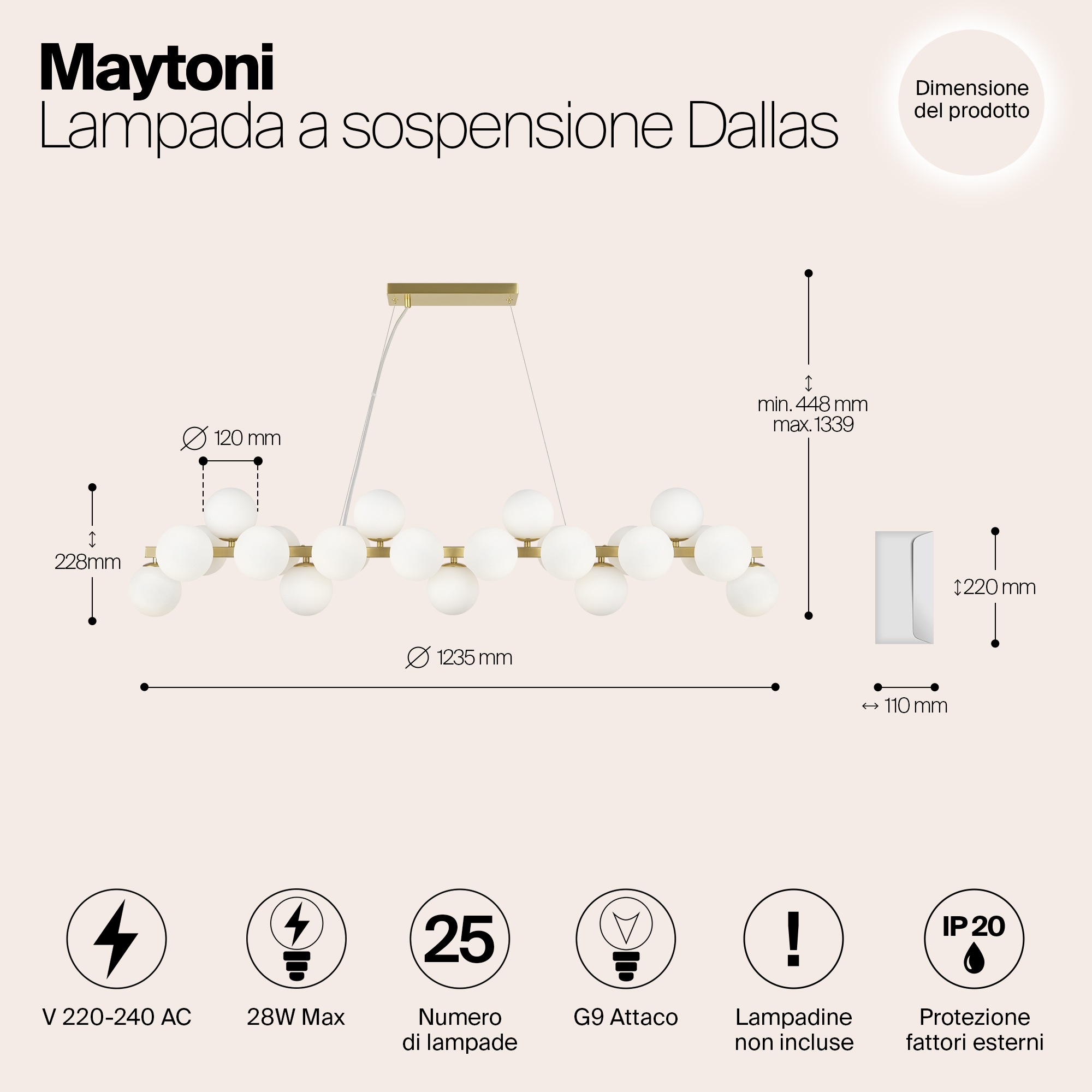 Дополнительная картинка Подвесная люстра Maytoni MOD547PL-25BS