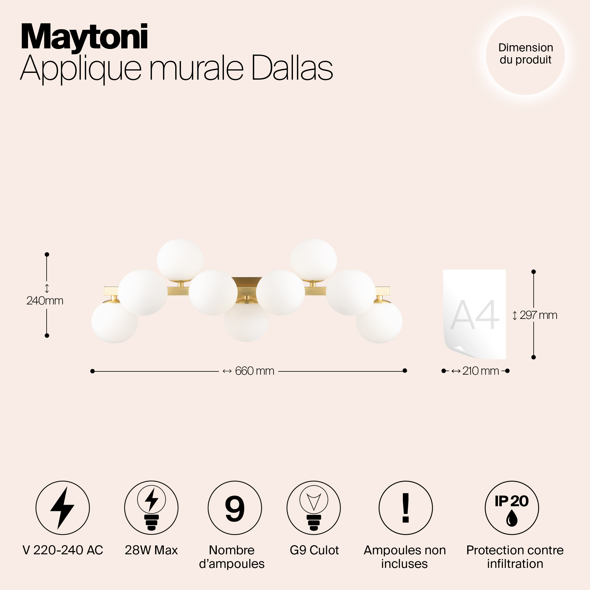 Дополнительная картинка Настенный светильник (бра) Maytoni MOD547WL-09BS