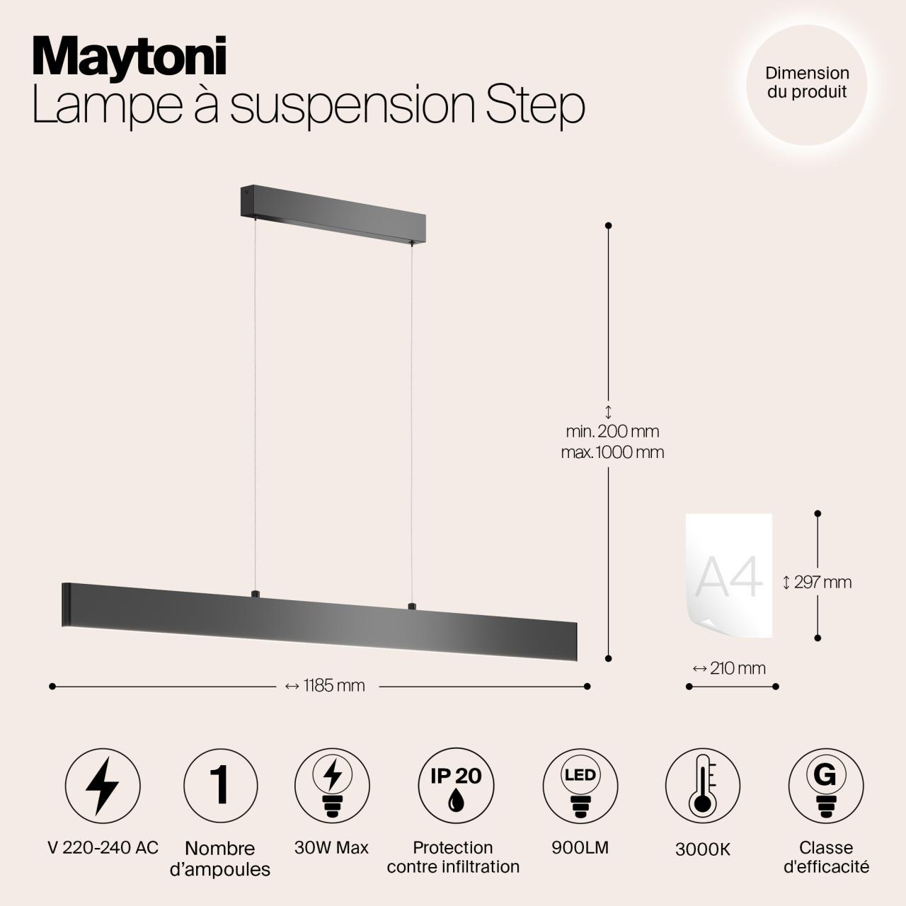 Дополнительная картинка Подвесной светодиодный светильник Maytoni Step P010PL-L30B