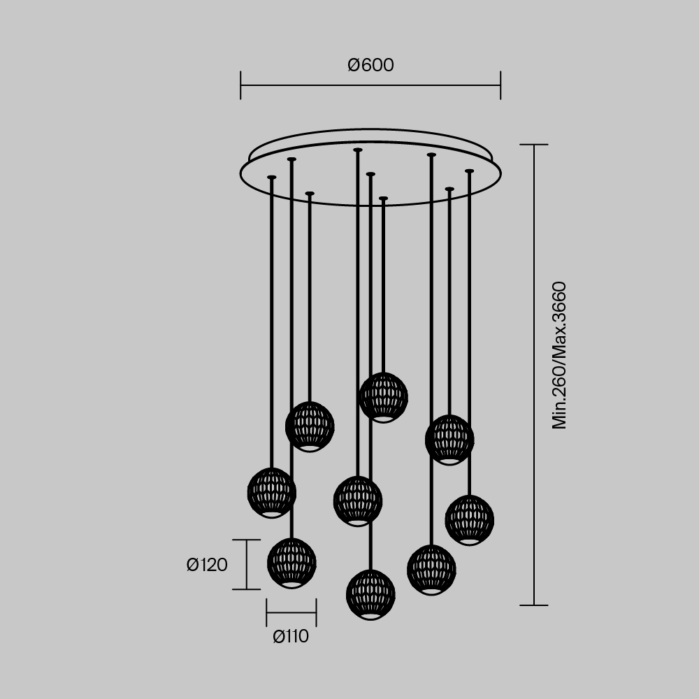 Дополнительная картинка Подвесной светильник Maytoni MOD293PL-L56BS3K