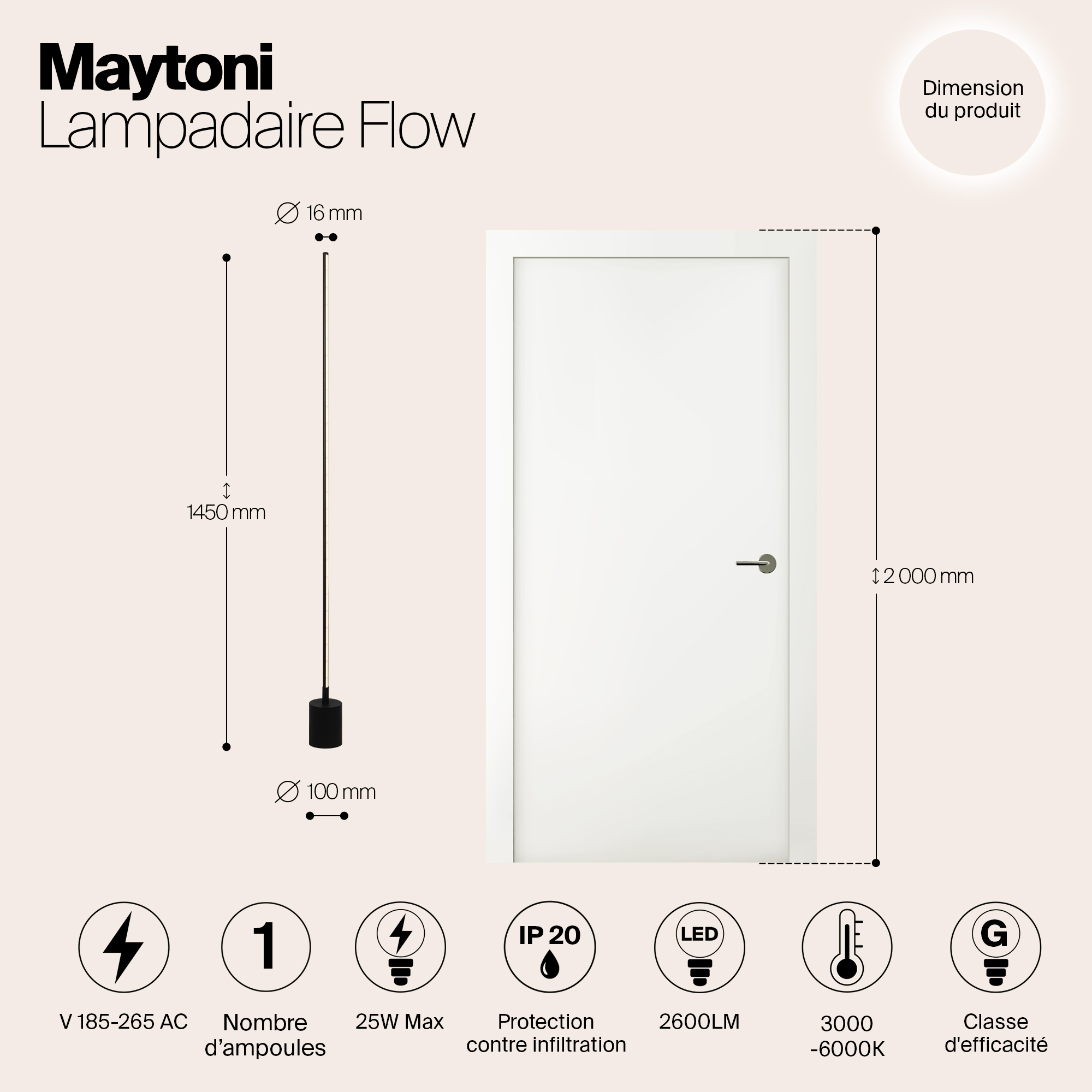 Дополнительная картинка Напольный светильник (торшер) Maytoni MOD147FL-L20BK1