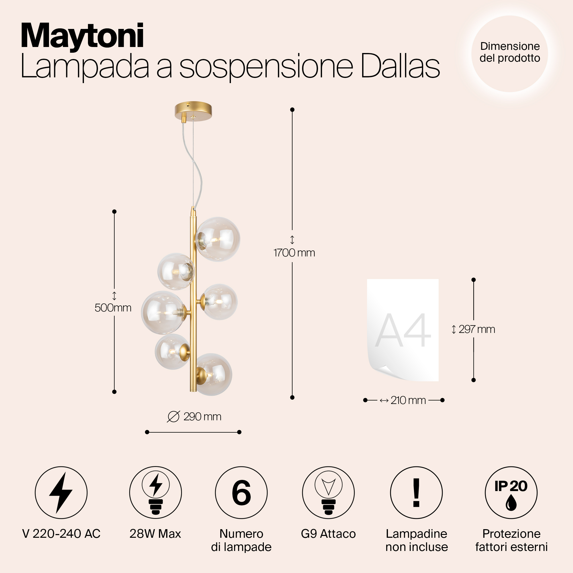 Картинка Подвесной светильник Maytoni MOD545PL-06G