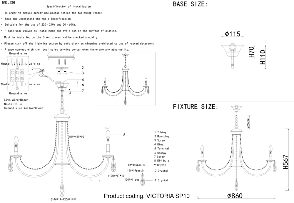 Дополнительная картинка Люстра Crystal Lux VICTORIA 3340/310