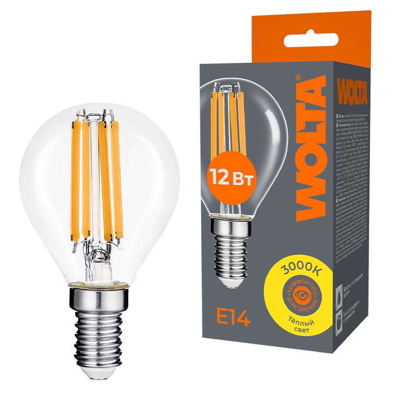 Светодиодная лампа WOLTA WF-G45-12W3KE14 купить в Алматы svet.kz