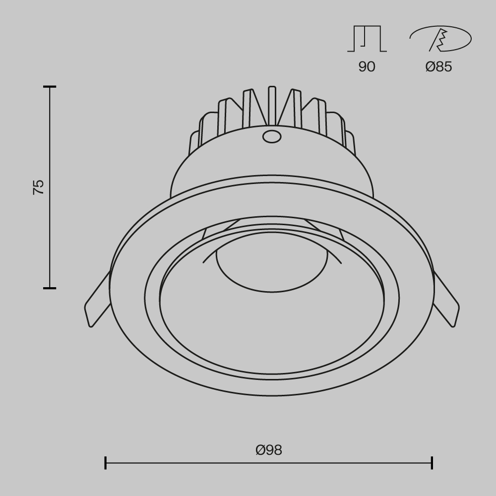 Дополнительная картинка Встраиваемый светильник Technical DL031-L12W3K-D-B