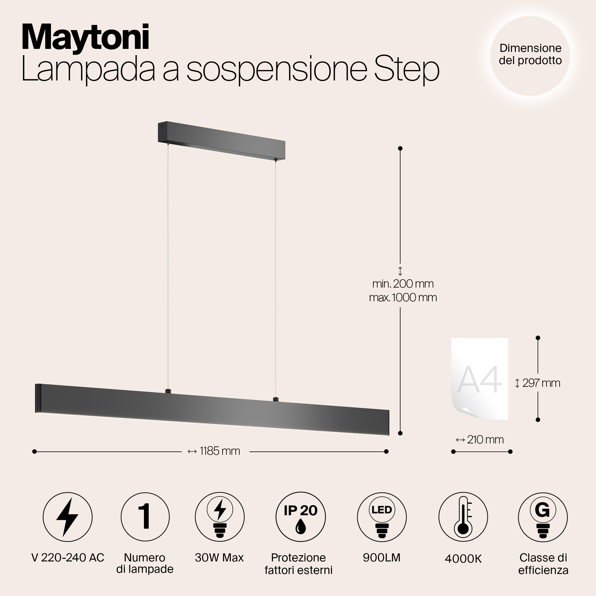 Дополнительная картинка Подвесной светодиодный светильник Maytoni Step P010PL-L30B4K