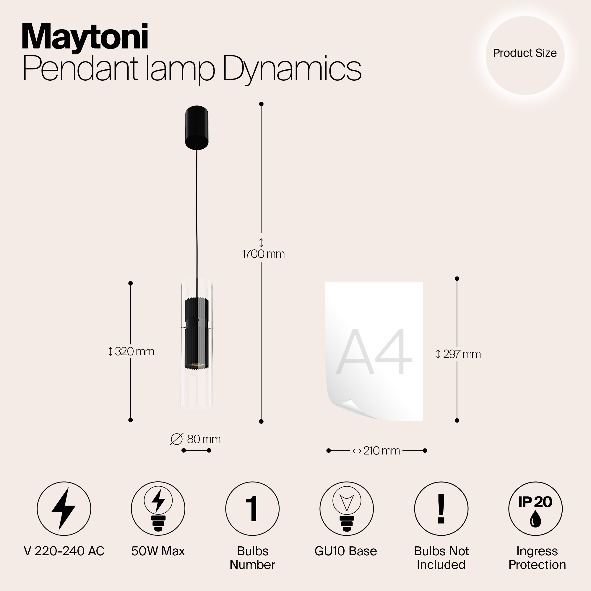 Дополнительная картинка Подвесной светильник Maytoni MOD326PL-01B