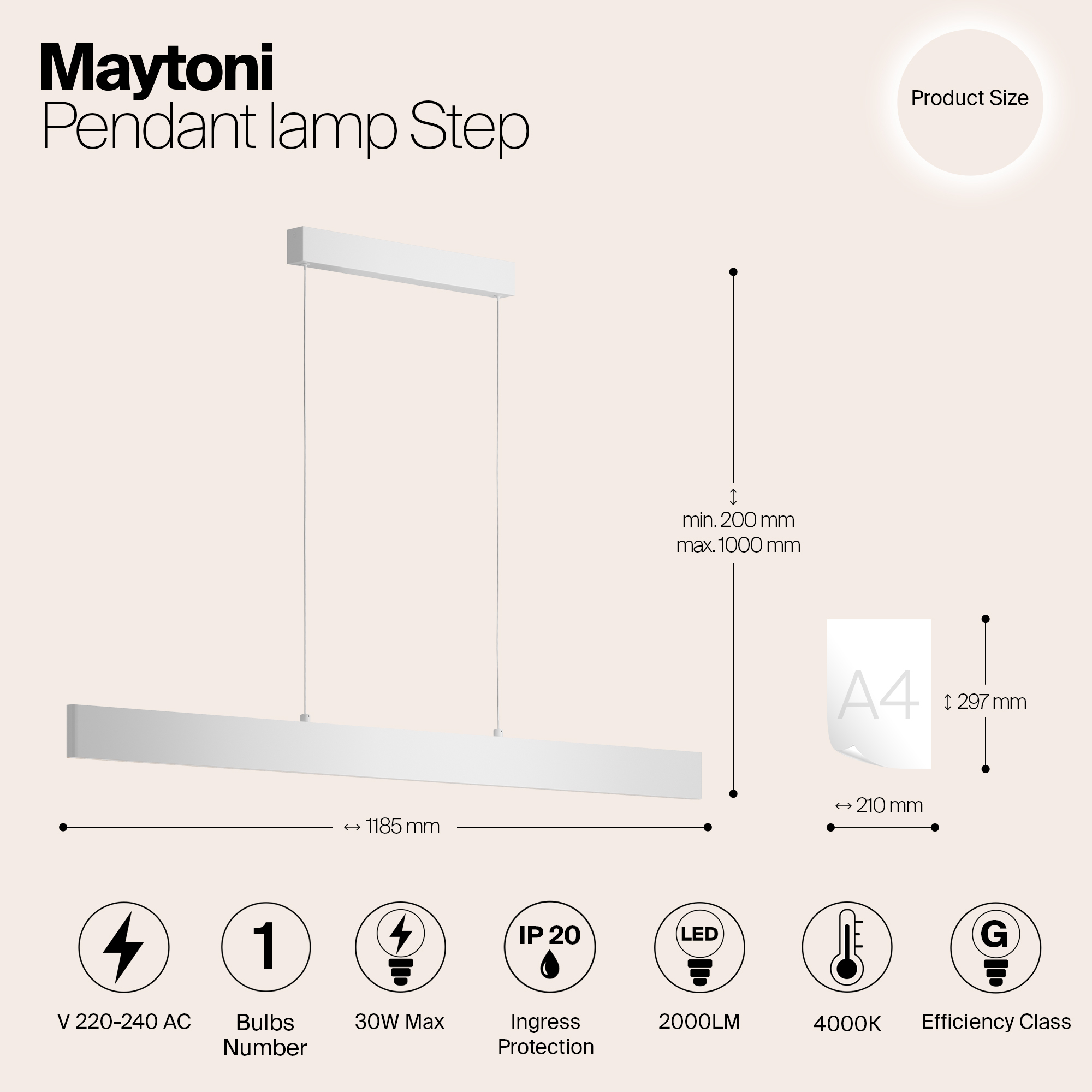 Дополнительная картинка Подвесной светодиодный светильник Maytoni Step P010PL-L30W4K