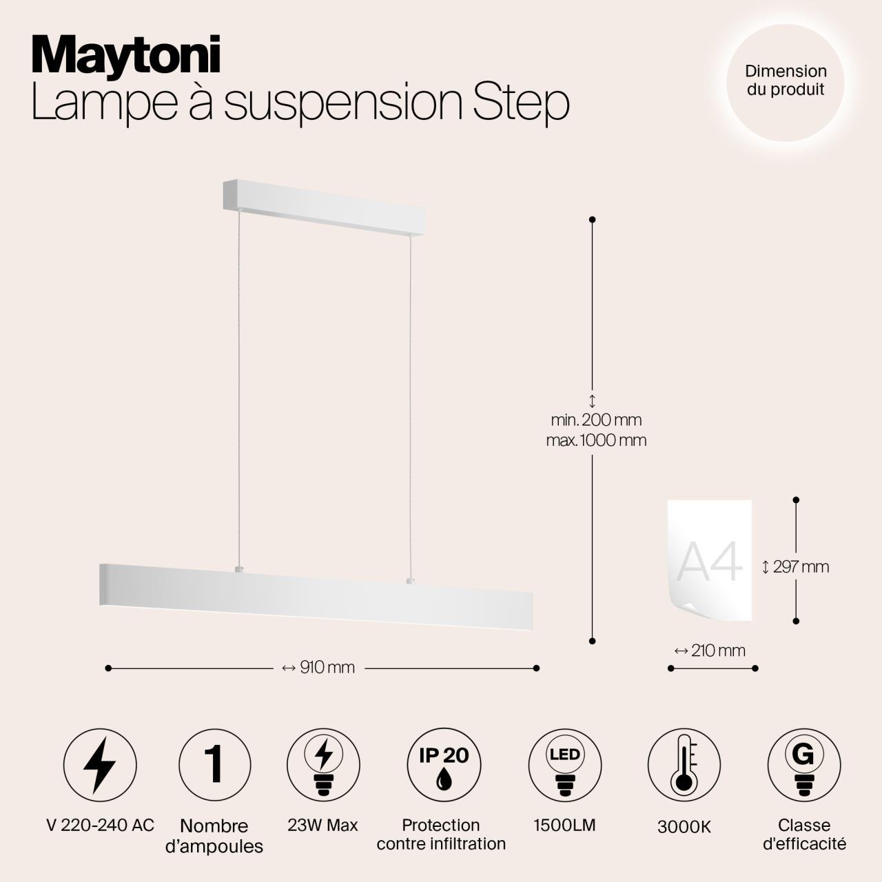 Дополнительная картинка Подвесной светодиодный светильник Maytoni Step P010PL-L23W