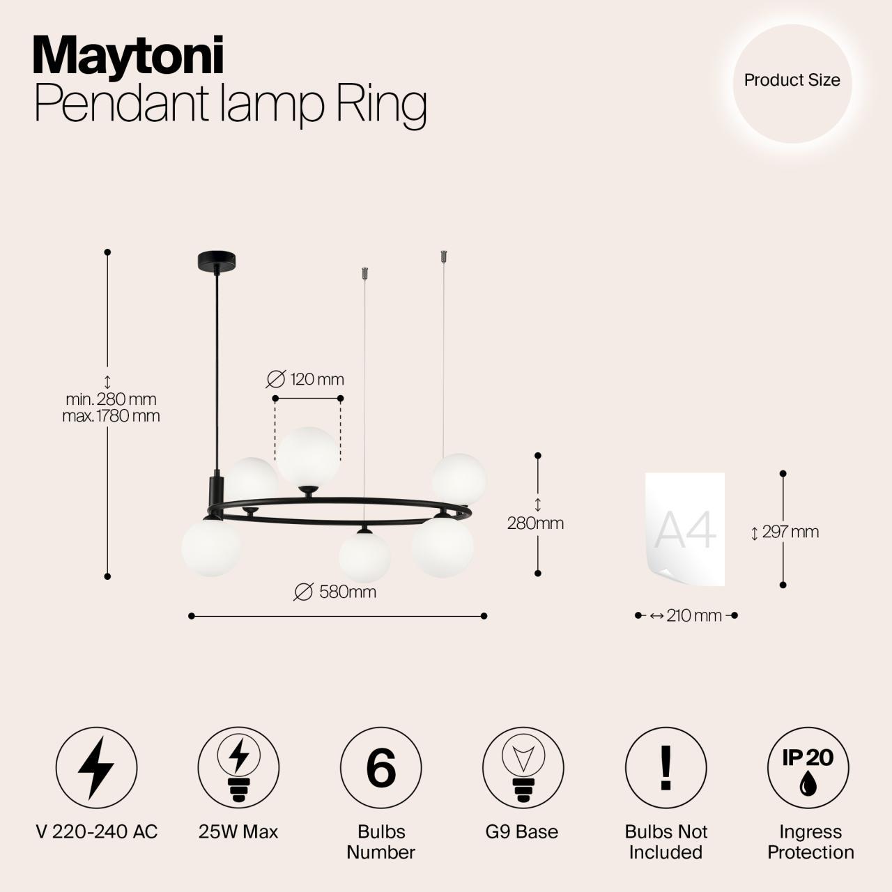 Дополнительная картинка Подвесная люстра Maytoni Ring MOD013PL-06B