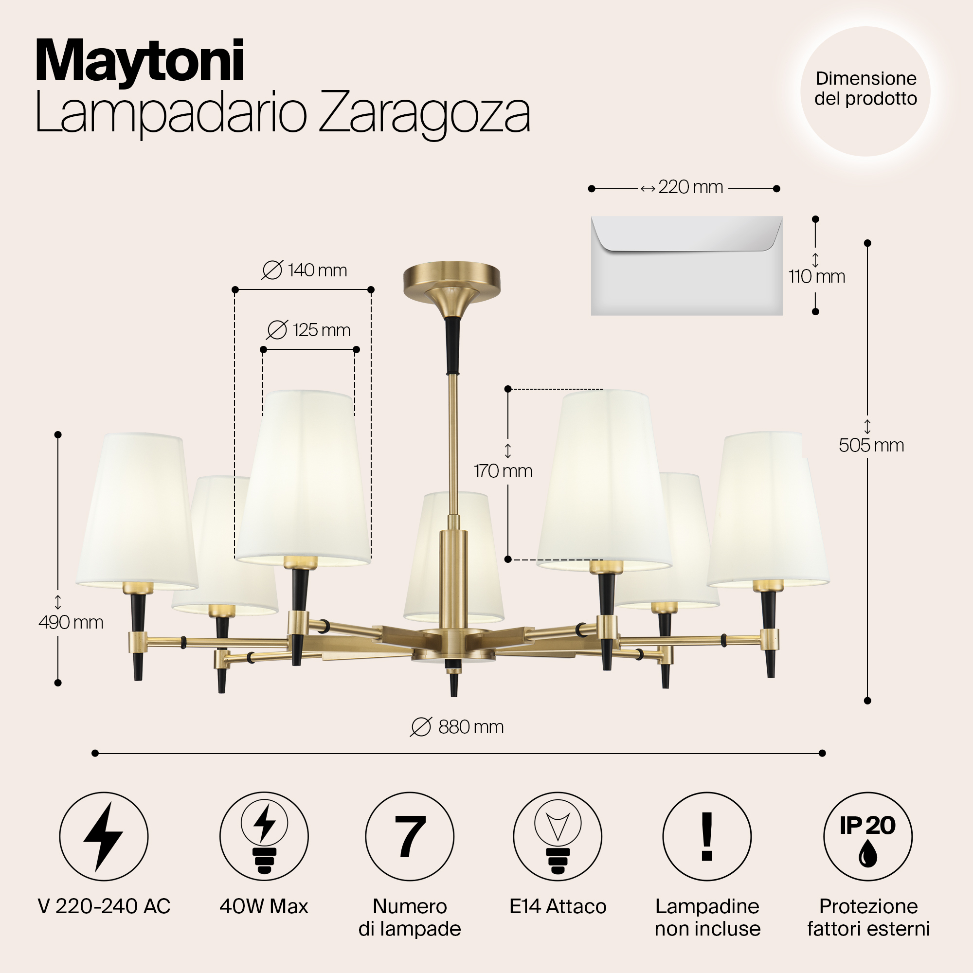 Дополнительная картинка Подвесная люстра Maytoni Zaragoza H001CL-07BS