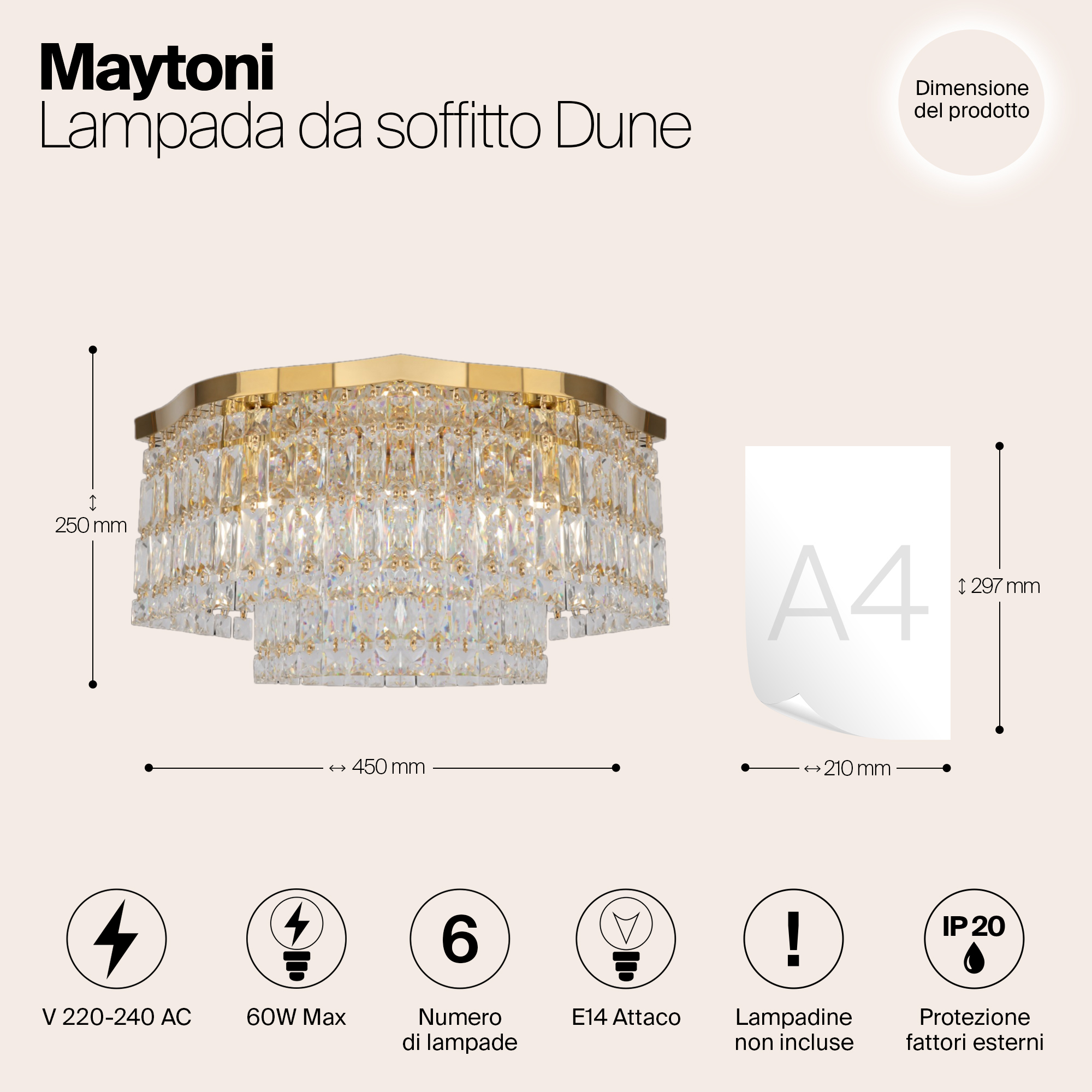 Дополнительная картинка Потолочный светильник Maytoni DIA005CL-06G