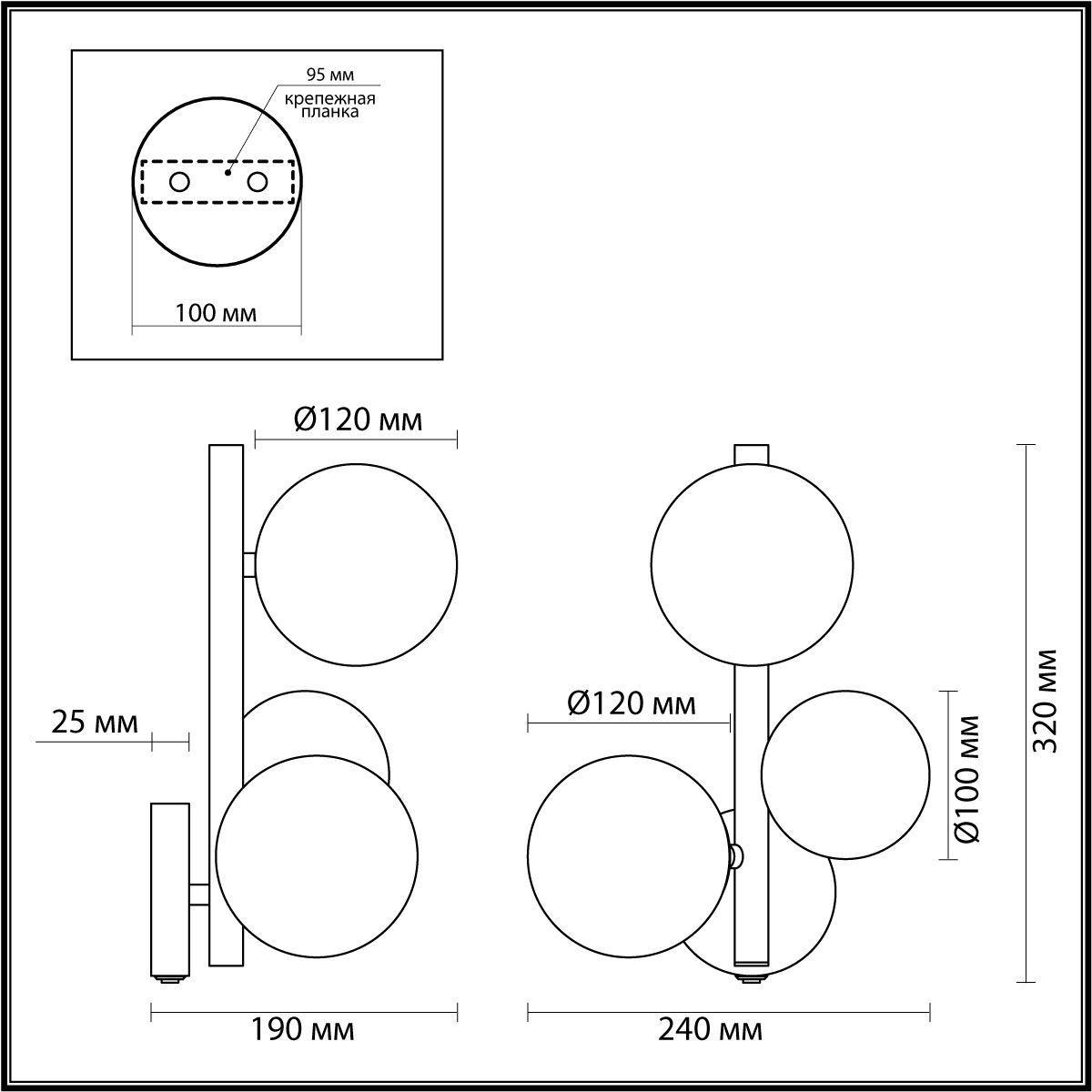 Дополнительная картинка Настенный светильник Odeon Light Modern Tovi 4818/3W