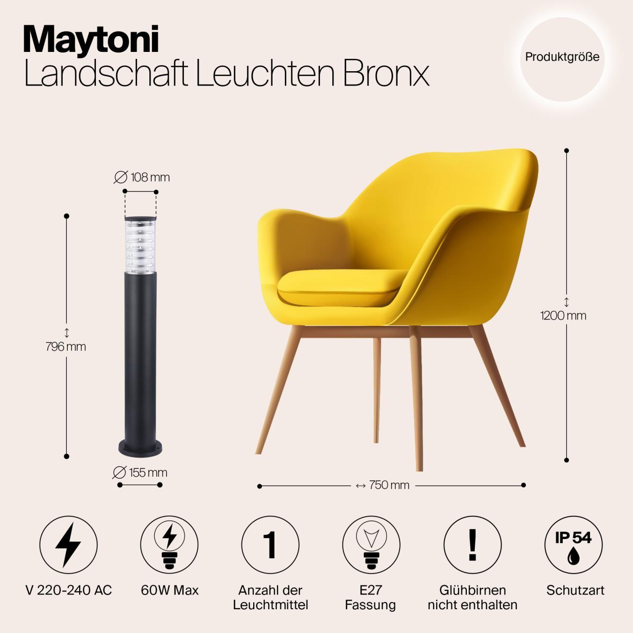 Дополнительная картинка Уличный светильник Maytoni Bronx O576FL-01B