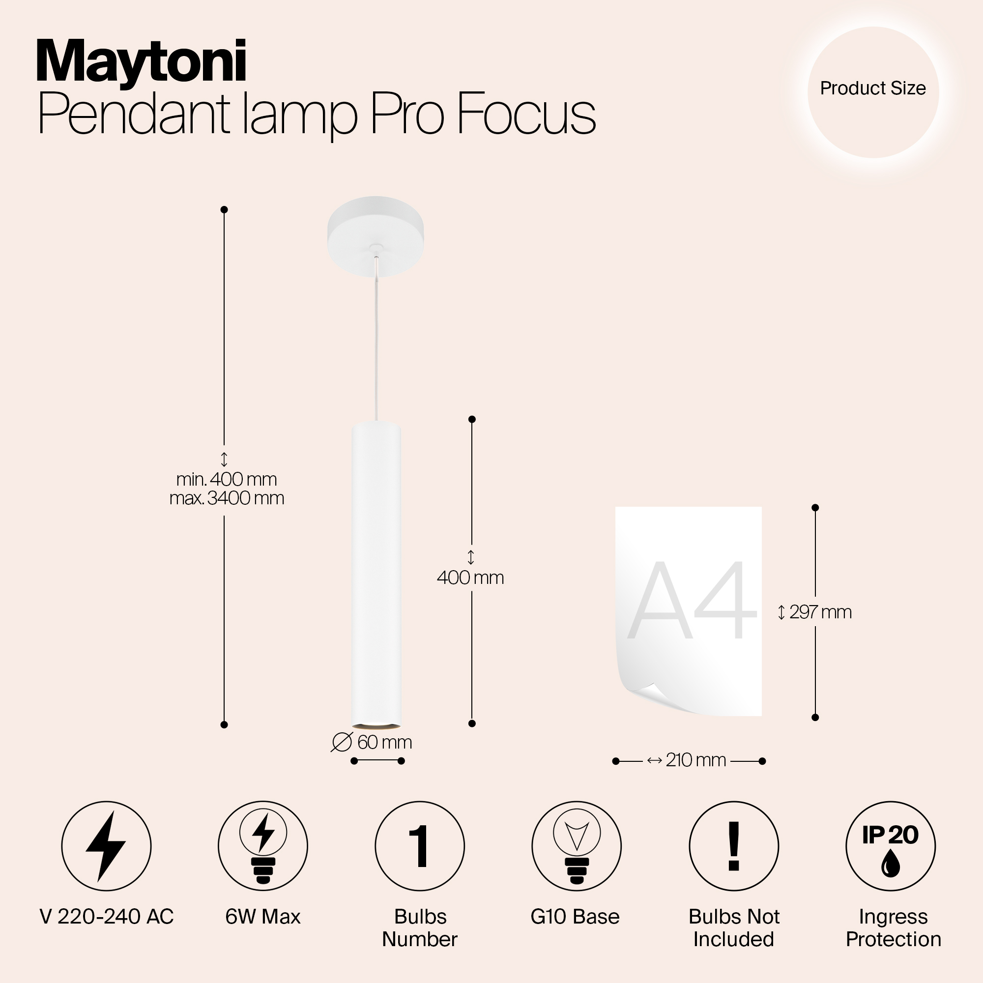 Дополнительная картинка Подвесной светильник Maytoni MOD161PL-01W1