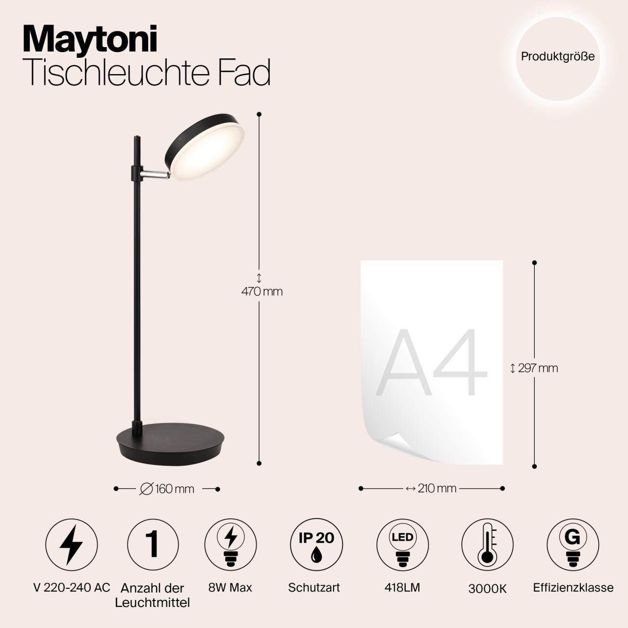 Дополнительная картинка Настольная лампа Maytoni Fad MOD070TL-L8B3K