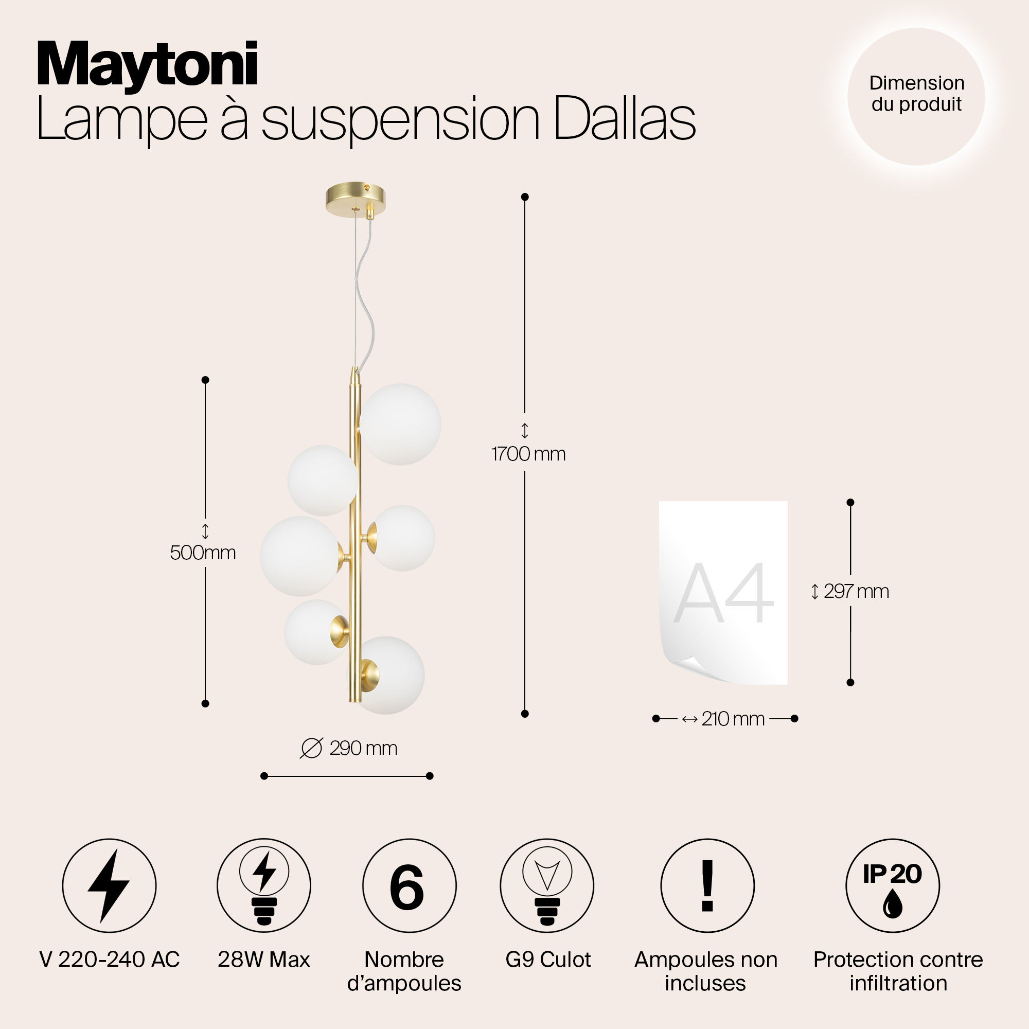 Картинка Подвесной светильник Maytoni MOD545PL-06BS
