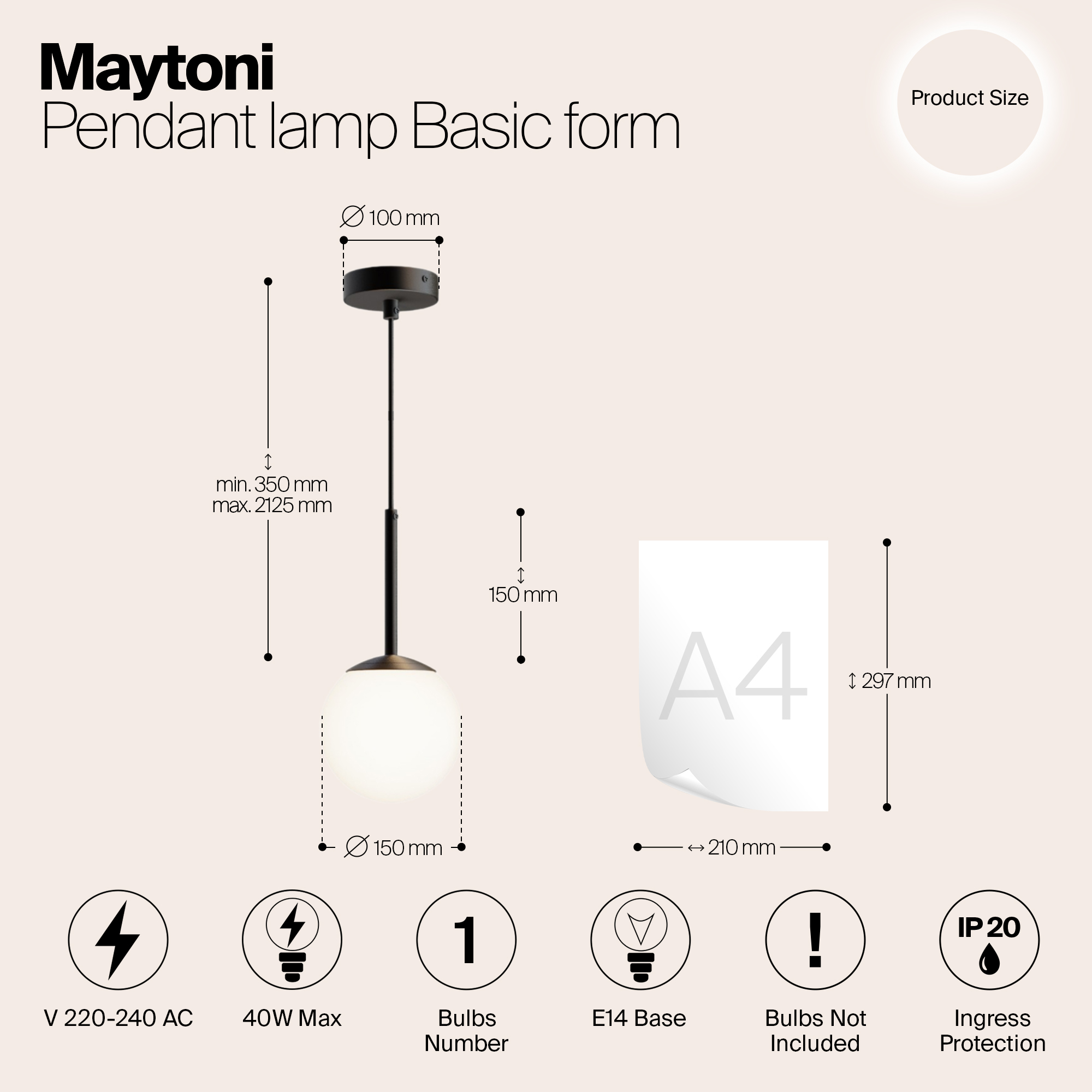 Дополнительная картинка Подвесной светильник Maytoni MOD321PL-01B
