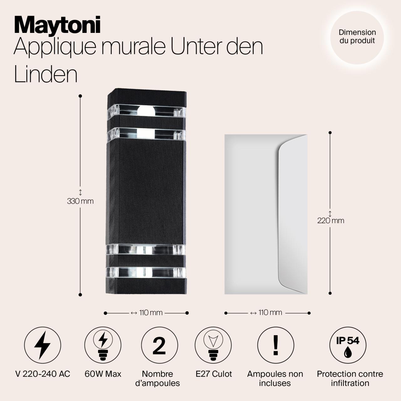 Дополнительная картинка Уличный настенный светильник Maytoni Unter den Linden O578WL-02B