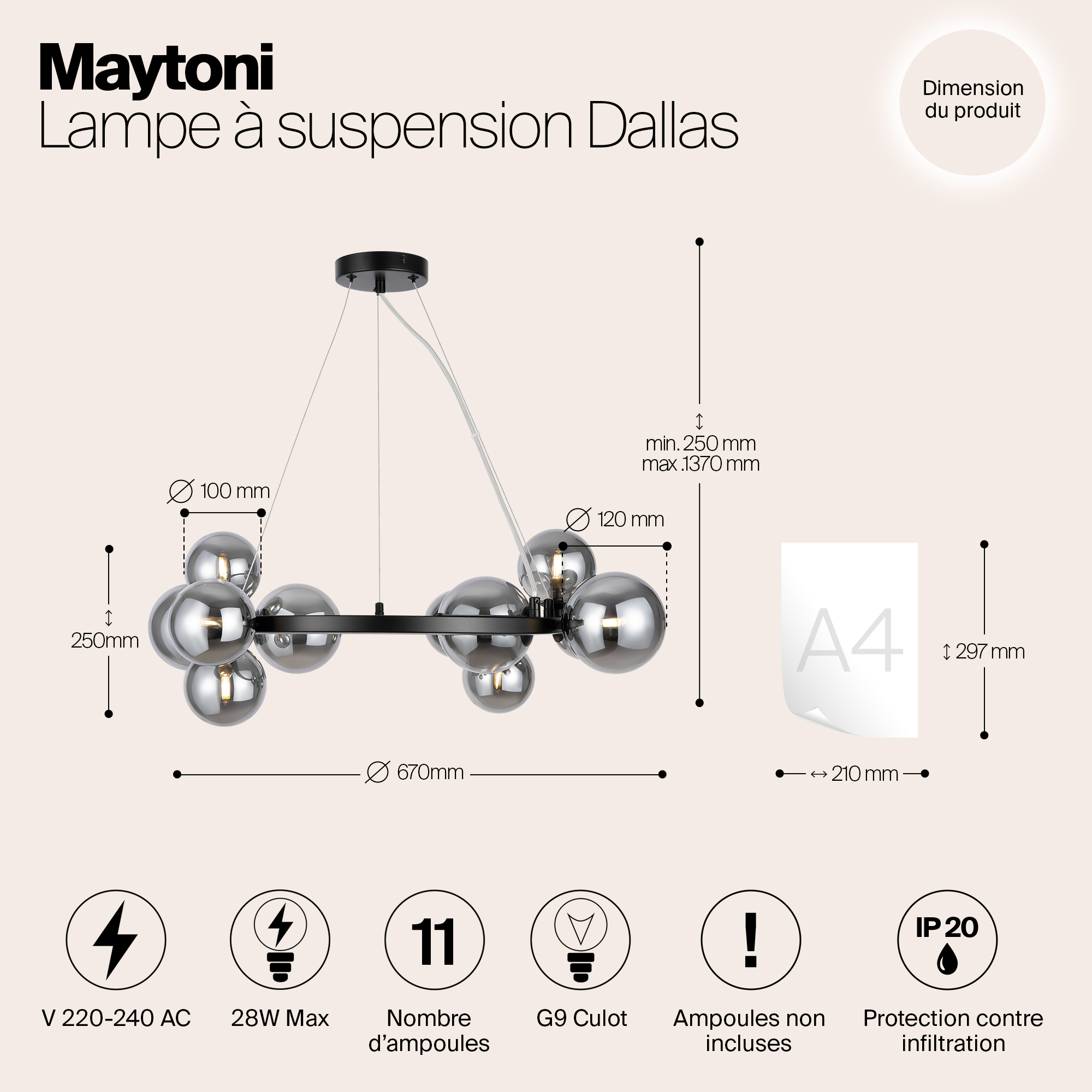 Дополнительная картинка Подвесной светильник Maytoni MOD545PL-11B
