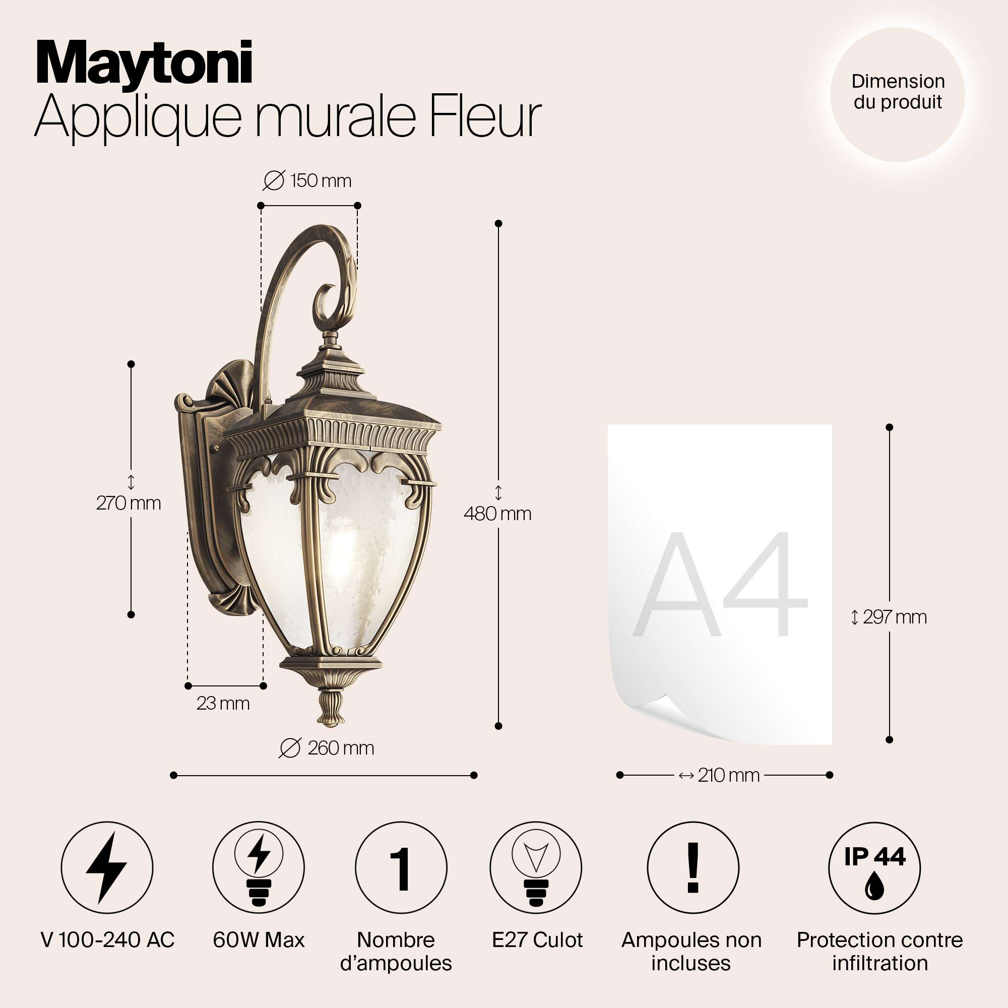 Дополнительная картинка Настенный светильник Maytoni Fleur O414WL-01GB