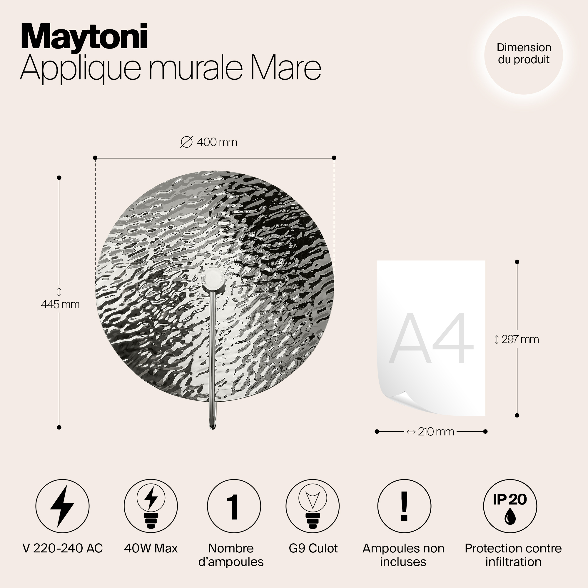 Дополнительная картинка Настенный светильник (бра) Maytoni MOD305WL-01CH
