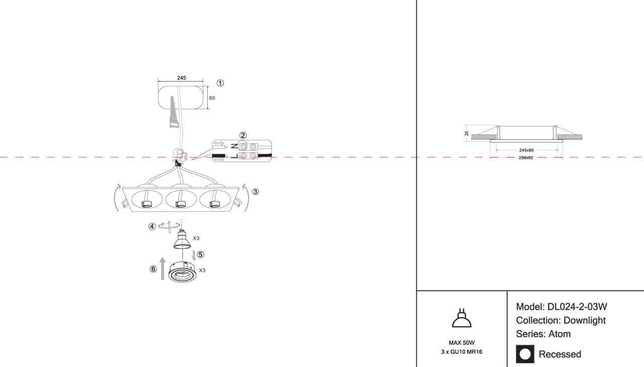 Дополнительная картинка Встраиваемый светильник Maytoni Atom DL024-2-03W