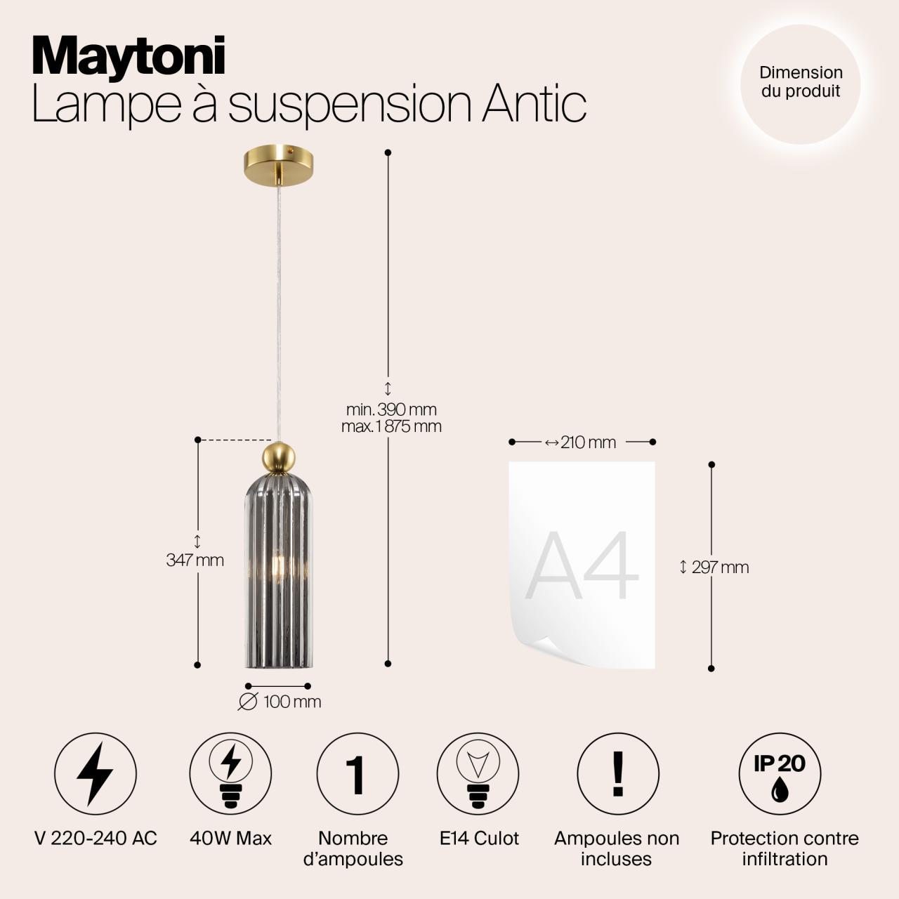 Дополнительная картинка Подвесной светильник Maytoni MOD302PL-01GR