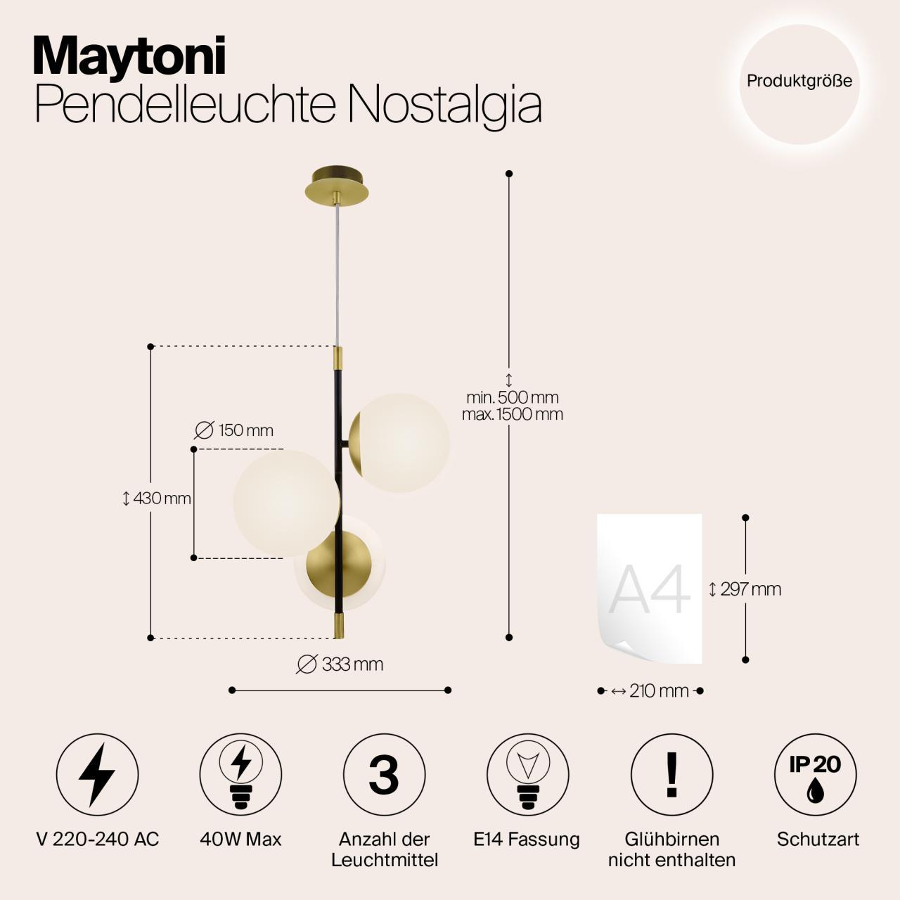 Дополнительная картинка Подвесной светильник Maytoni Nostalgia MOD048PL-03G