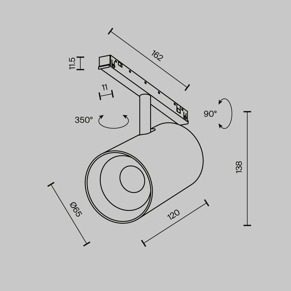 Картинка Трековый светильник Technical TR243-4-18WTW-DSZ-B