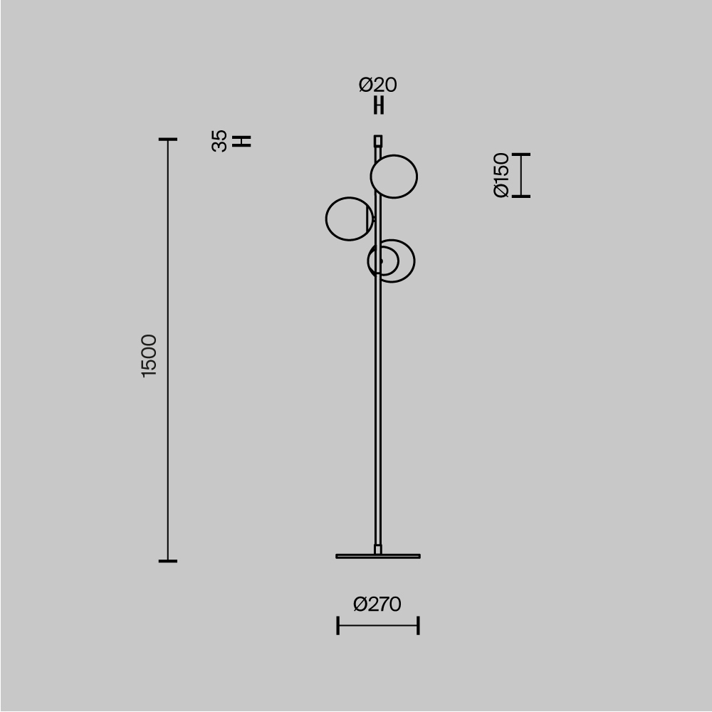 Дополнительная картинка Торшер Maytoni MOD048FL-03G