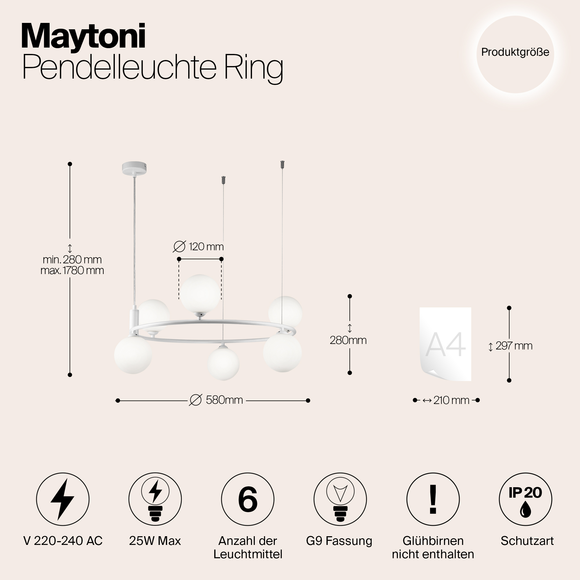 Дополнительная картинка Подвесная люстра Maytoni Ring MOD013PL-06W