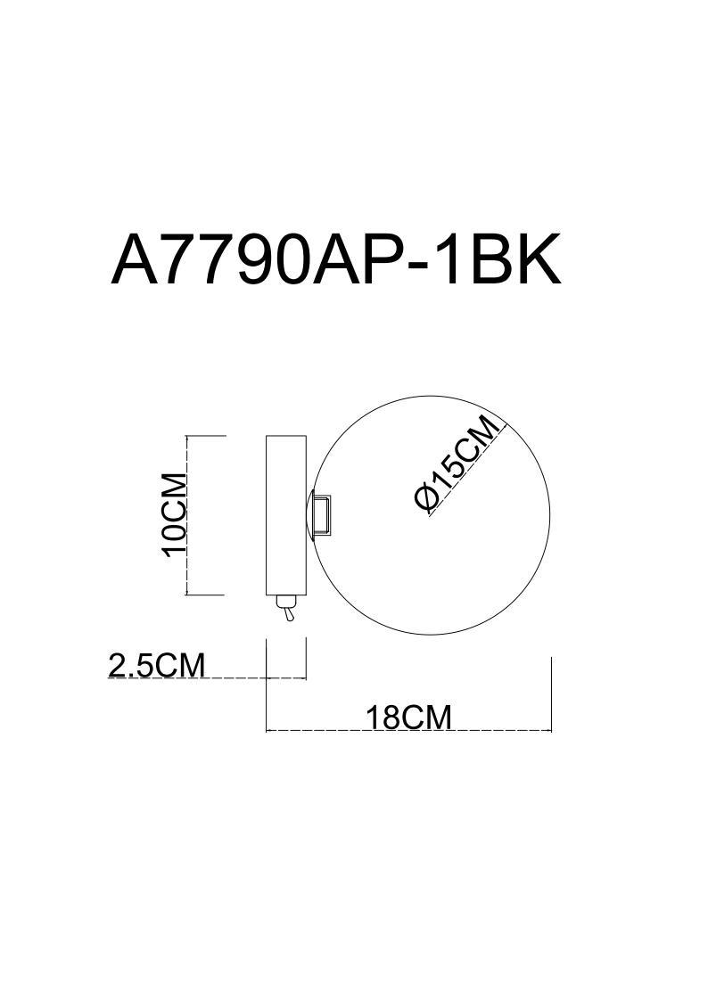 Дополнительная картинка Бра Arte Lamp Vincent A7790AP-1BK