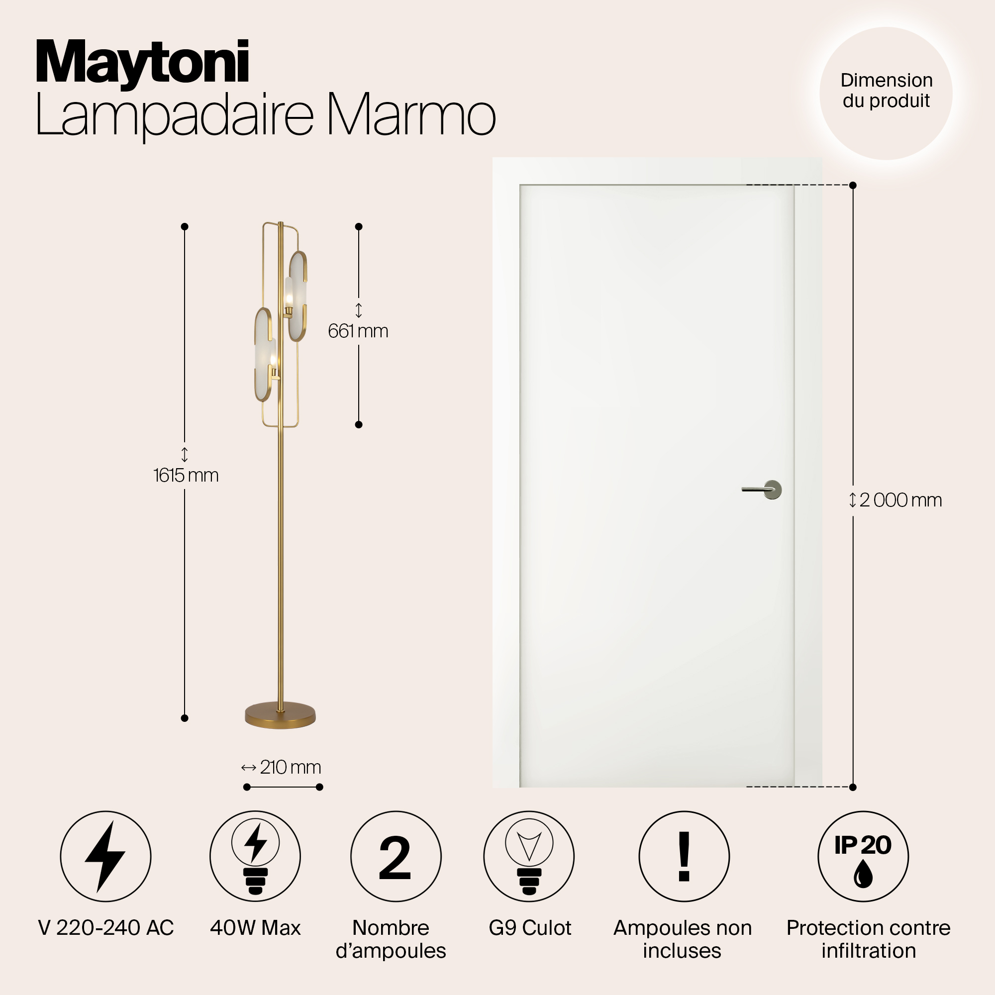 Дополнительная картинка Напольный светильник (торшер) Maytoni MOD099FL-02G