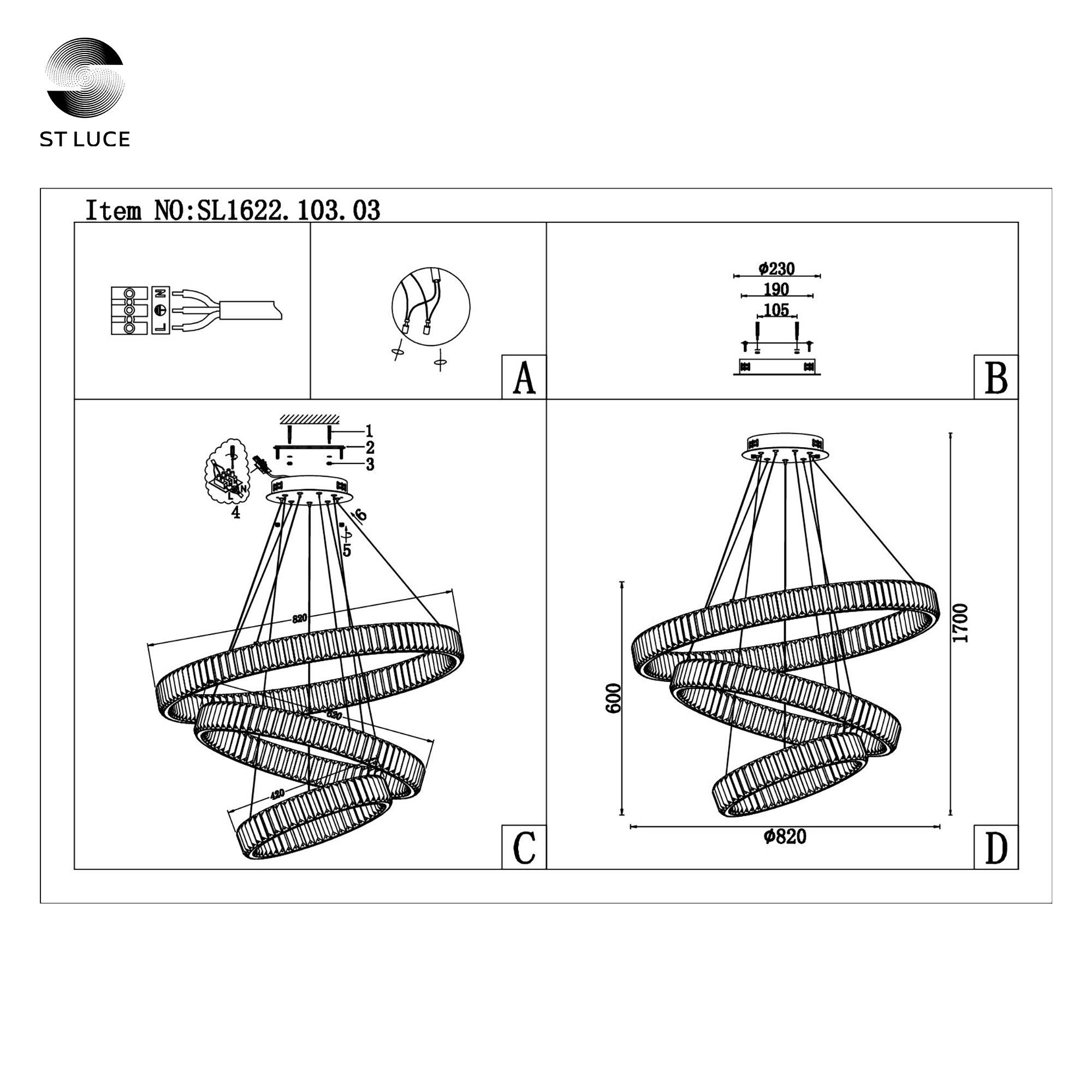 Картинка Подвесная светодиодная люстра ST Luce Tivoli SL1622.103.03