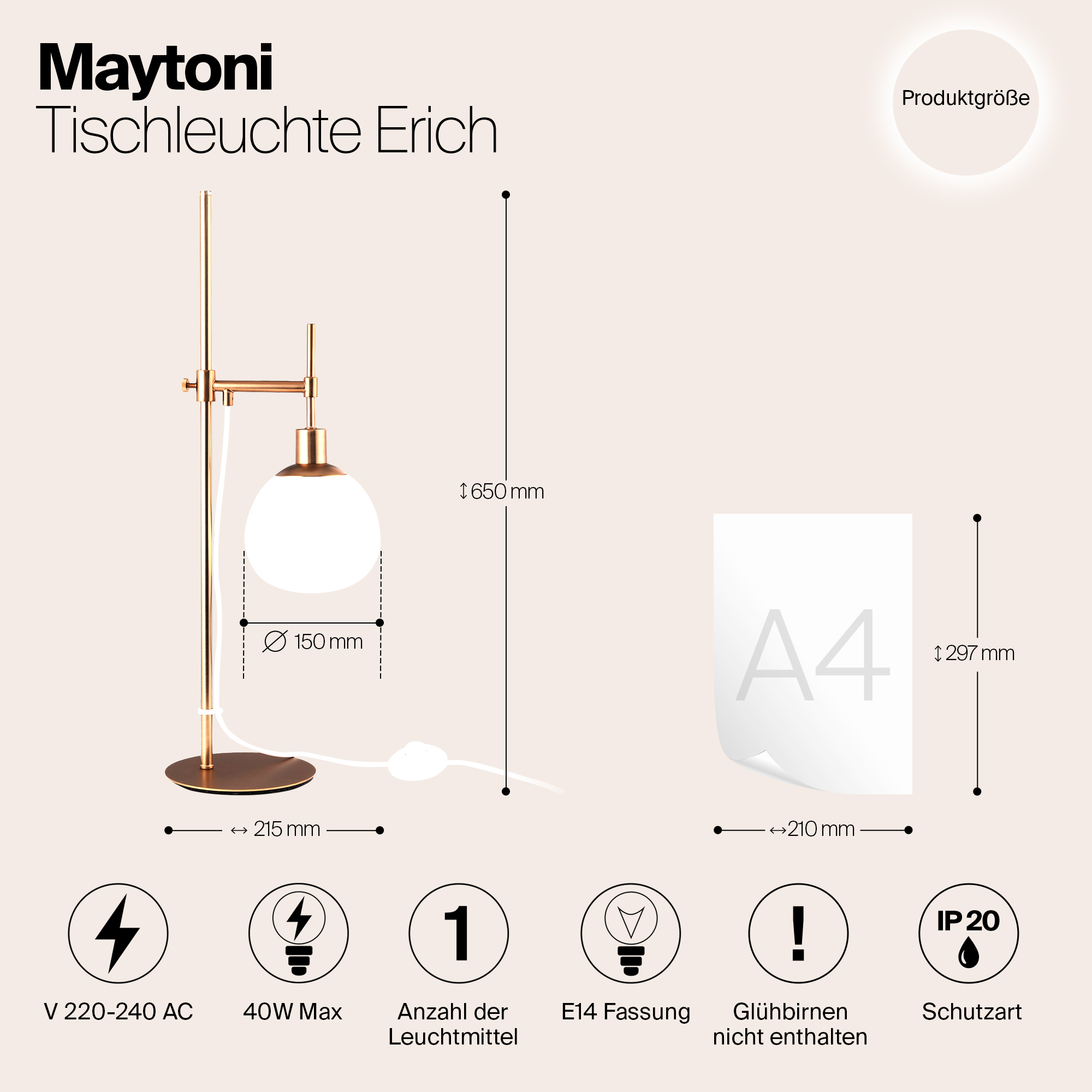 Картинка Настольная лампа Maytoni Erich MOD221-TL-01-G