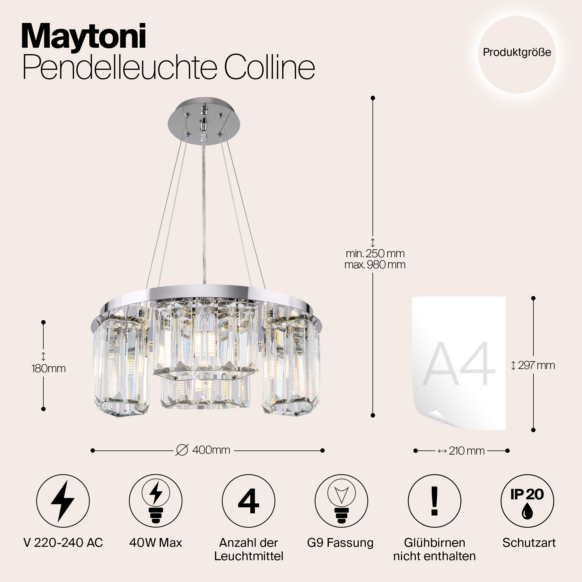 Дополнительная картинка Подвесная люстра Maytoni Colline MOD083PL-04CH