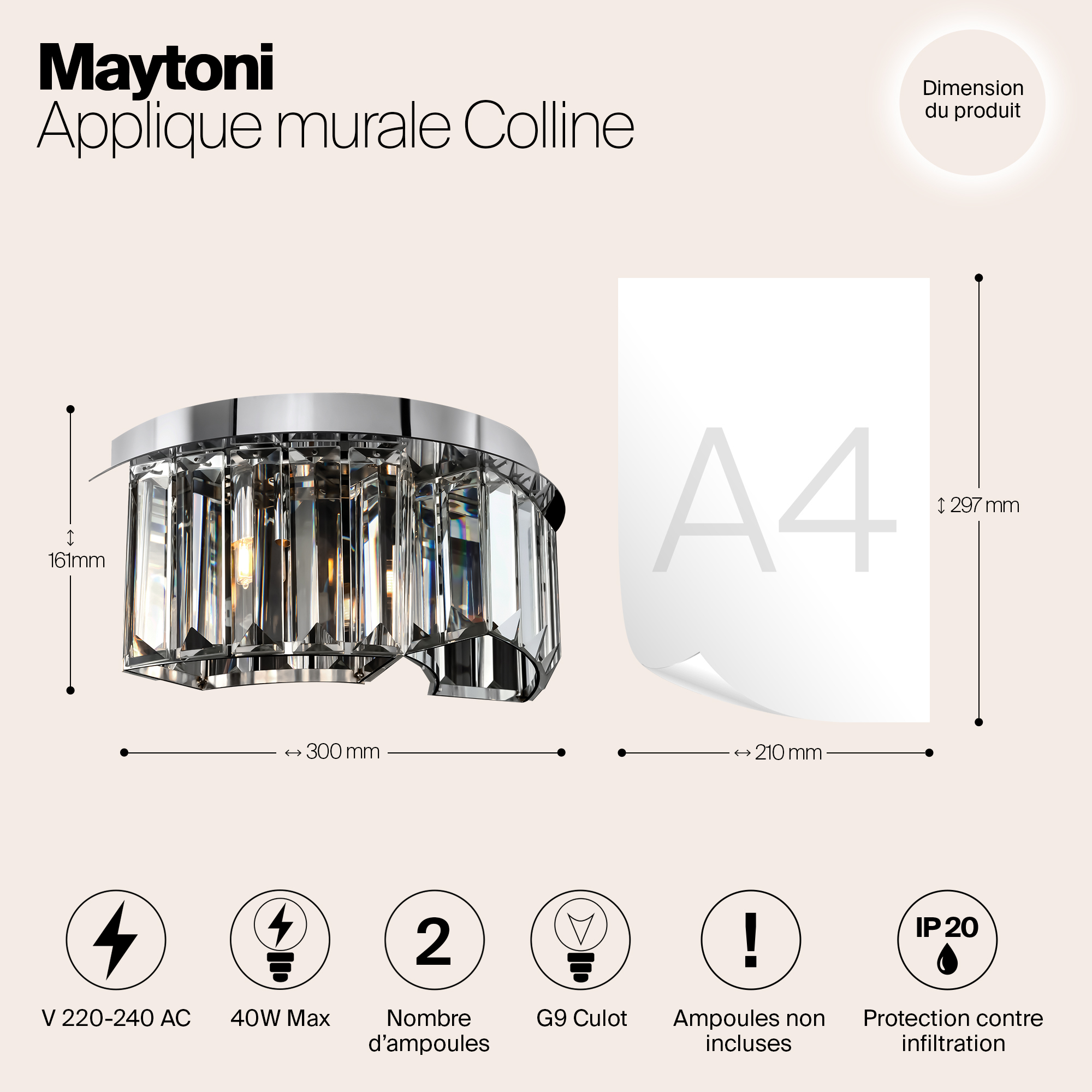 Дополнительная картинка Настенный светильник Maytoni Colline MOD083WL-02CH