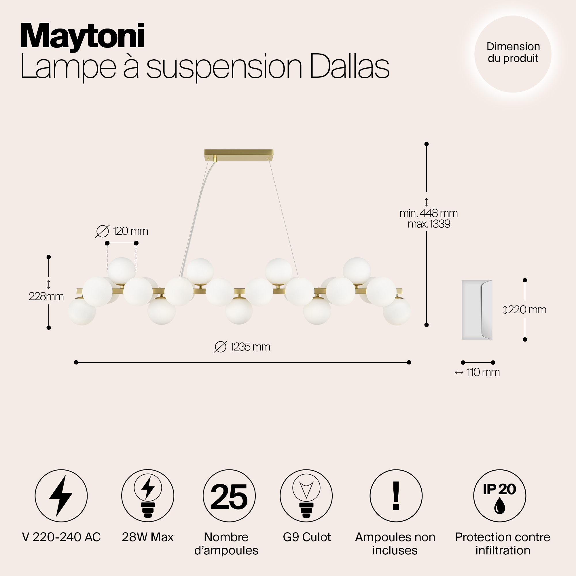 Дополнительная картинка Подвесная люстра Maytoni MOD547PL-25BS