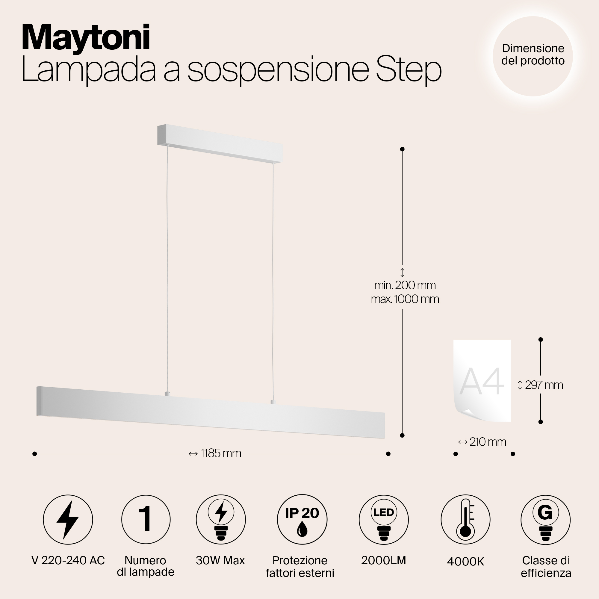 Дополнительная картинка Подвесной светодиодный светильник Maytoni Step P010PL-L30W4K