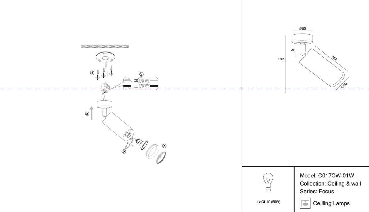 Картинка Спот C017CW-01W